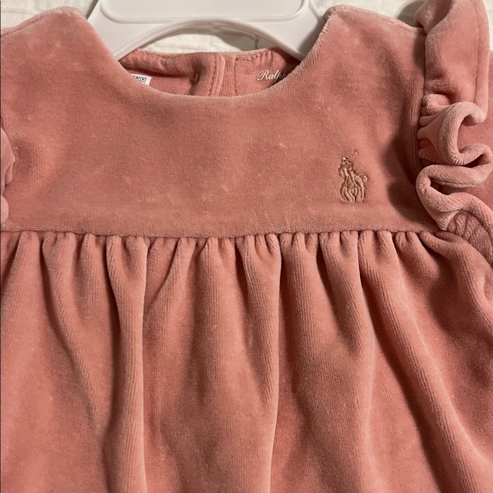 Ralph Lauren Blush Velvet Baby Onepiece